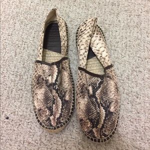 Zara snake leather print slip-ons.