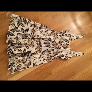 JCrew Linen Zip-Front Dress Gold Foil Leaf Dress