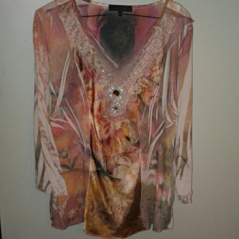 B.L.U.E  Claire long sleeve sequin blouse