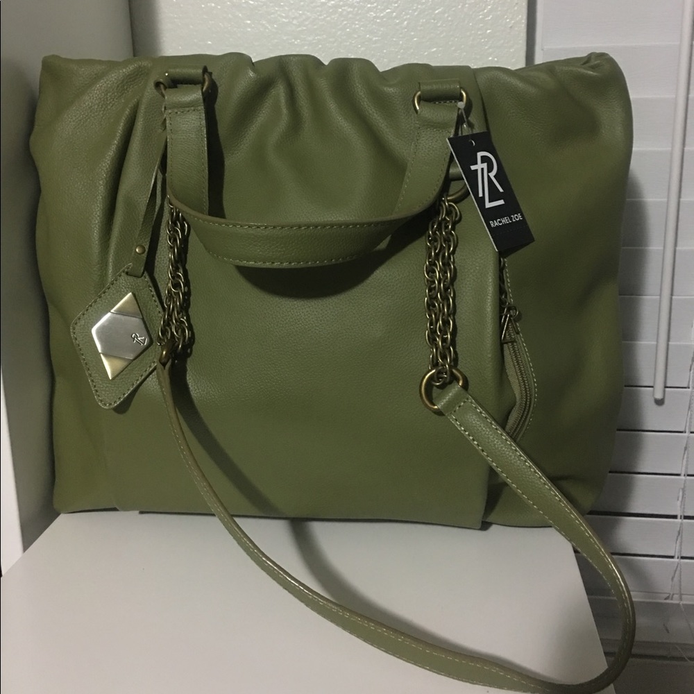 New large Rachel Zoe green olive handbag