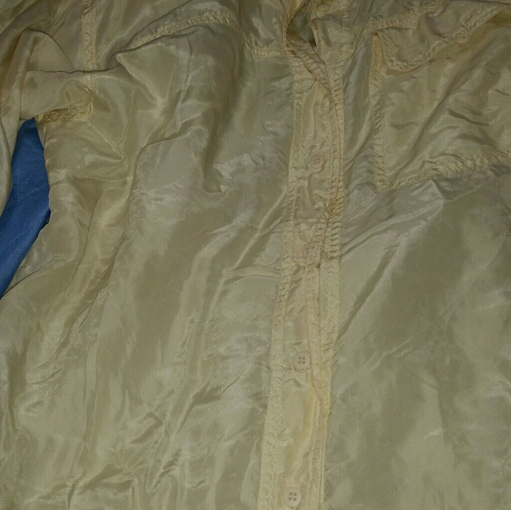 Off White Sheer Silk Button Down Blouse With Long - image 3