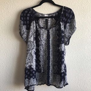 Bila embroidered navy blouse