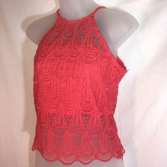 Rue21 Tops - Coral color high neck lace top NWT