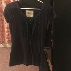 Abercrombie and Fitch Navy Ruffled Top