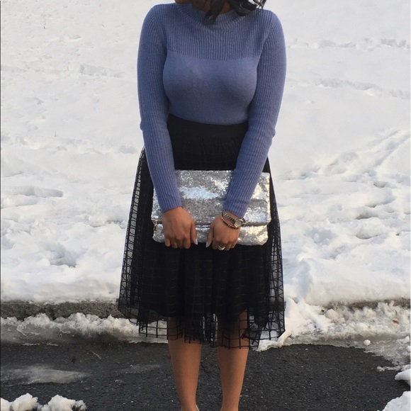 Black Lace Window Pane Print Midi Skirt - Picture 3 of 4