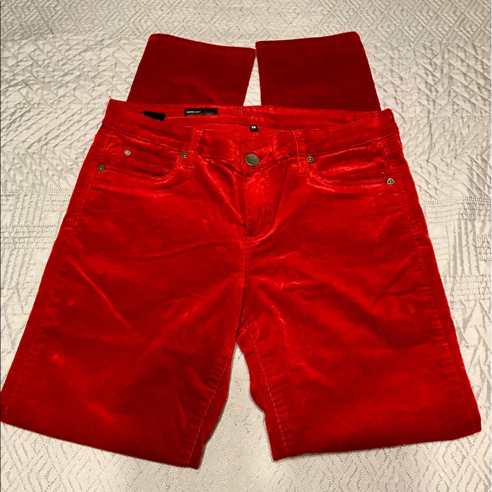 Kut from the kloth corduroy burgundy pants.