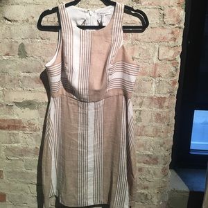 BCBGeneration Striped Linen Blend Cutout Dress