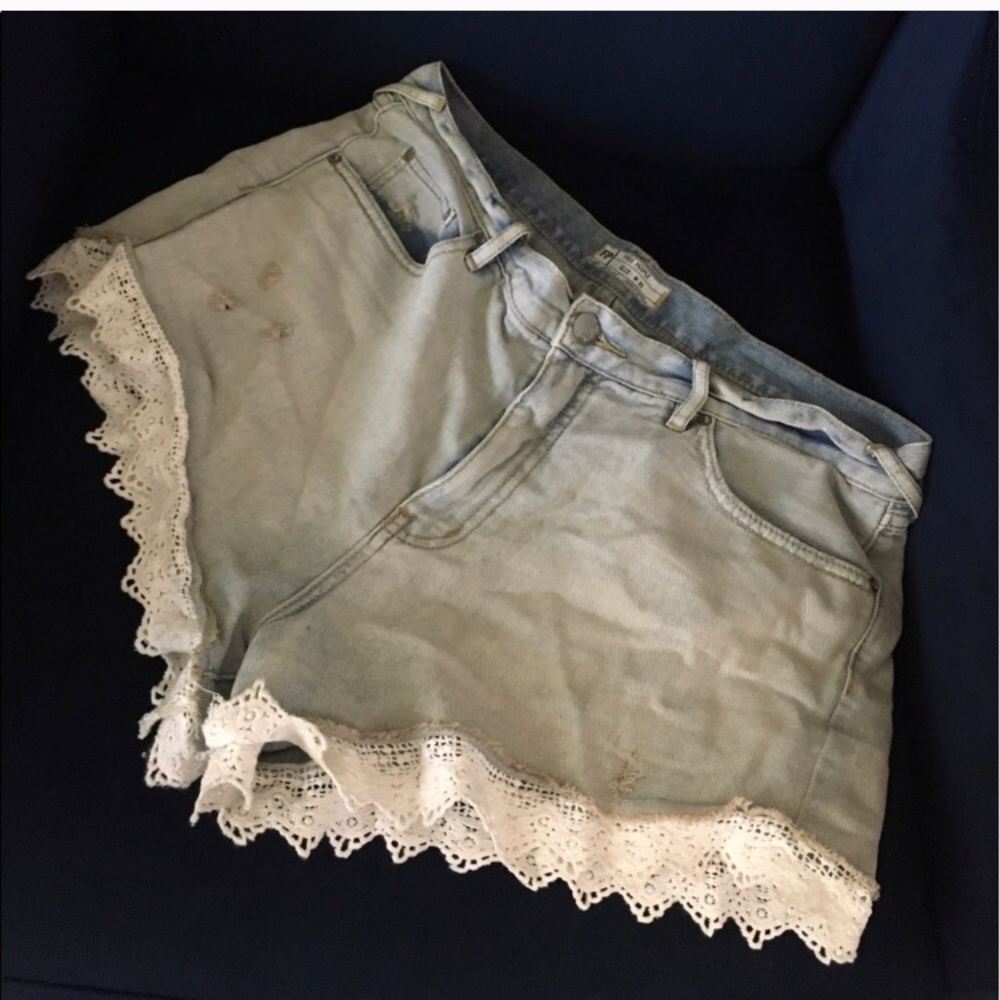 Free people lace trim shorts