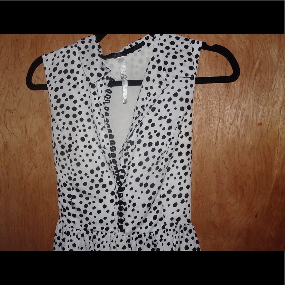 Lord & Taylor Black and White Polka A-Line Dress