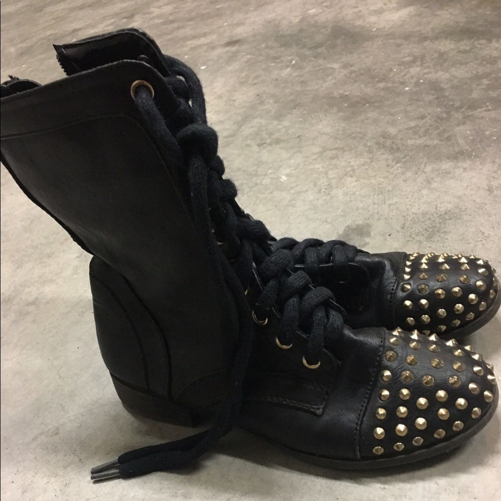Black Studded Combat Boots