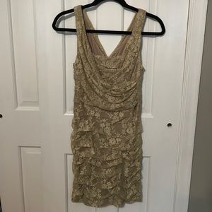 Express 2 Gold Ruched Mini Dress