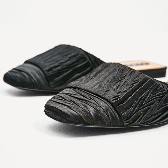 Zara black flats silk slides - Picture 2 of 4