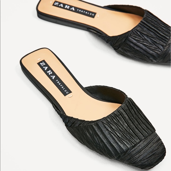 Zara black flats silk slides - Picture 3 of 4