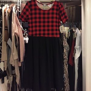 Rare! Lularoe Amelia XL red / black Buffalo check