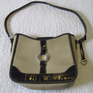 Brighton Cream and Black Hobo Bag with Buckle