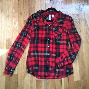 Anthropologie (Gemma) silk plaid shirt size small