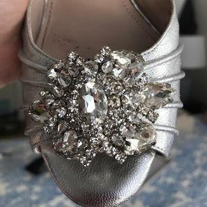 REDUCED Embellished Silver Peeptoe Pumps! 💎