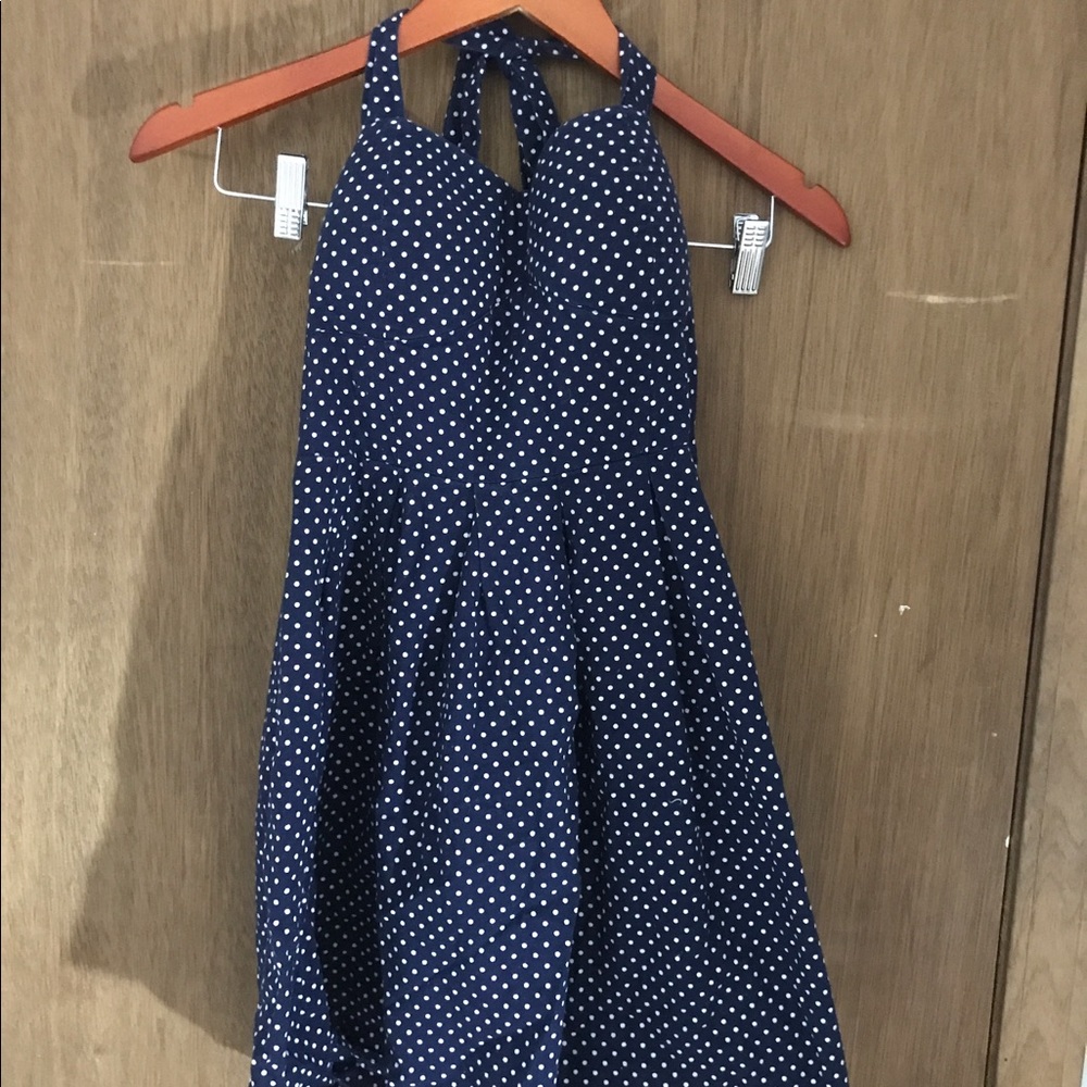 Navy Blue Polka Dot Dress