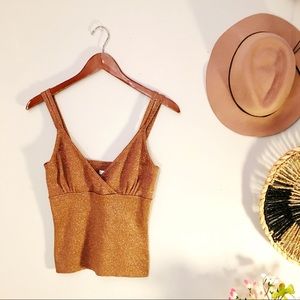 ⛔️SOLD⛔️Metallic Gold Knit Tank with Double Straps