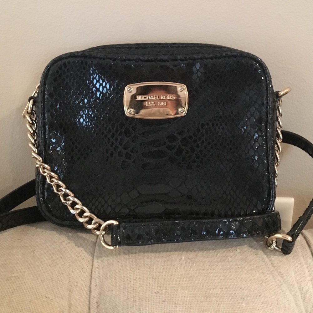 MK velour animal print mini cross body