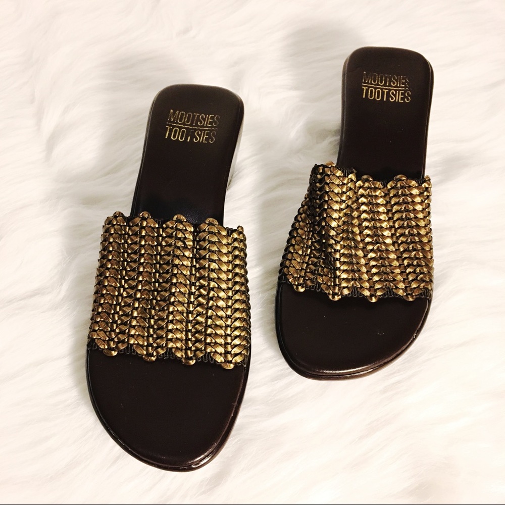 Vintage Metallic Bronze Woven Boho Sandals