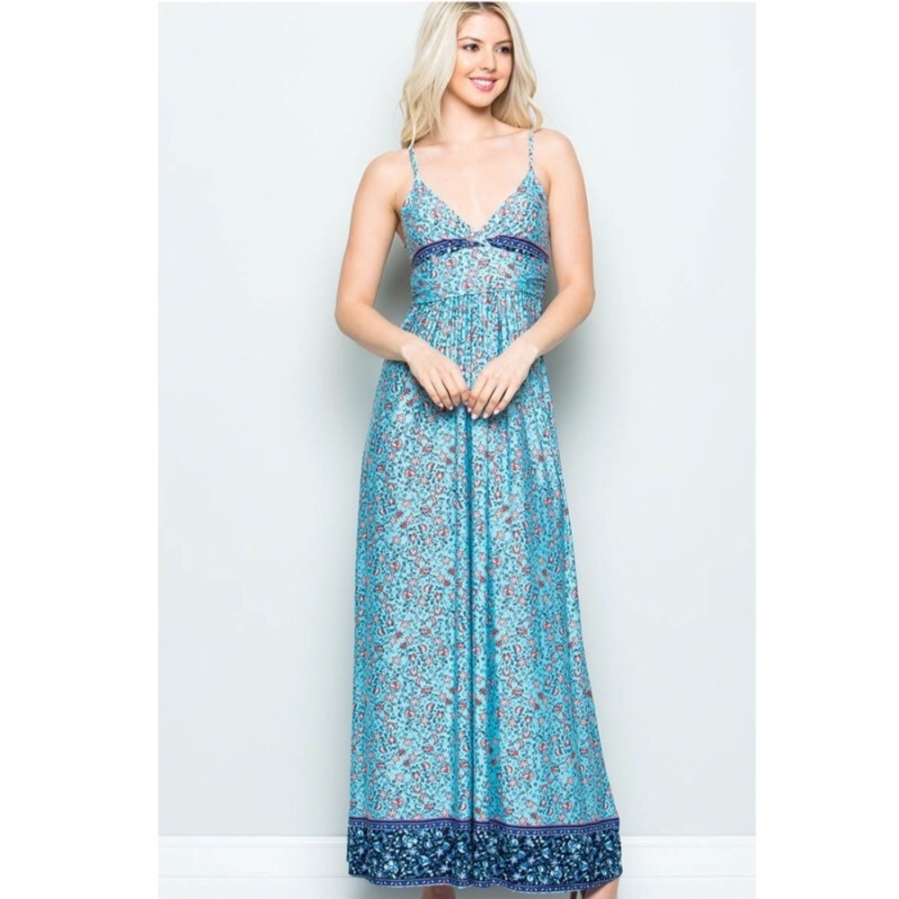 Aime V-Neck Floral Maxi Spaghetti Strap Dress - Picture 6 of 6