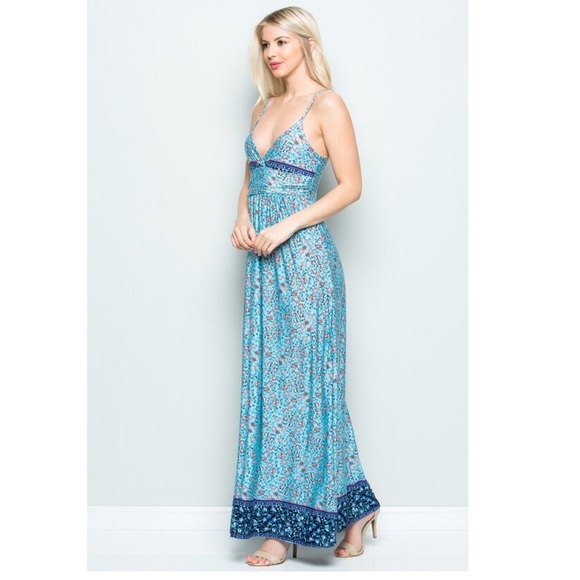 Aime V-Neck Floral Maxi Spaghetti Strap Dress - Picture 4 of 6