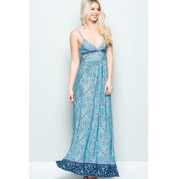 Aime V-Neck Floral Maxi Spaghetti Strap Dress - Picture 5 of 6