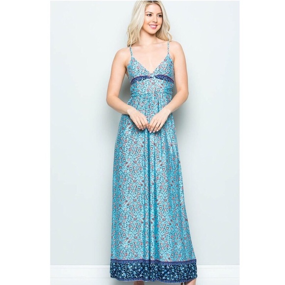 Aime V-Neck Floral Maxi Spaghetti Strap Dress - Picture 6 of 6