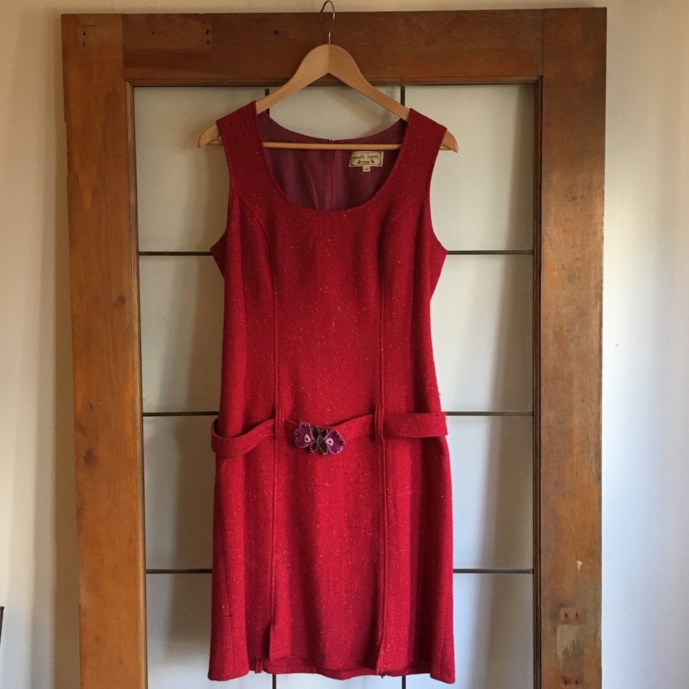 Nanette Lepore red wool tweed dress