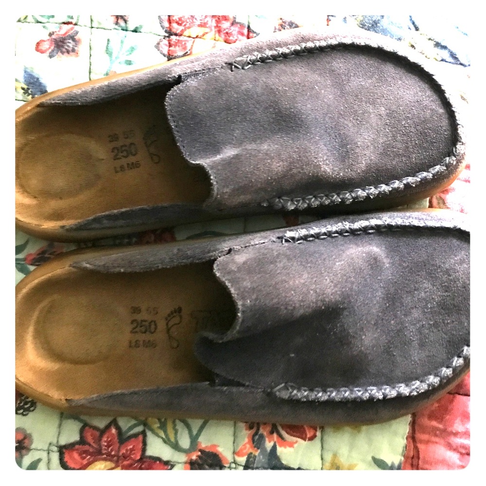 Birkenstock clogs, Tatami line. Purple in color.