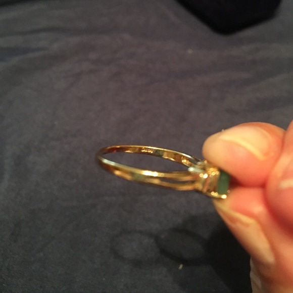 ✨NWT✨ Emerald & Baguette Cut Diamond 24K Gold Ring - Picture 8 of 8