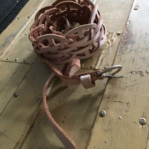 NEW HM H&M BOHO CUTOUT LEATHER BLUSH TAN BELT S M