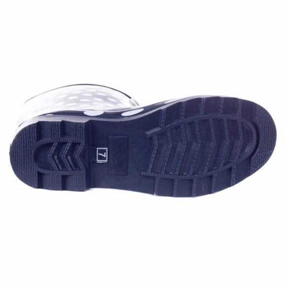 Women's 11" Mid-Calf Navy Polka Rubber Rain Boots - Picture 4 of 4