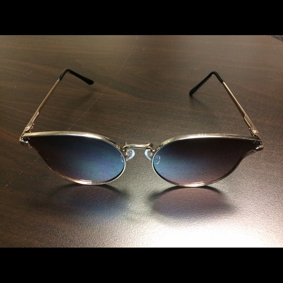 Nanette Accessories - Nanette flat cat eye sunglasses goldtone