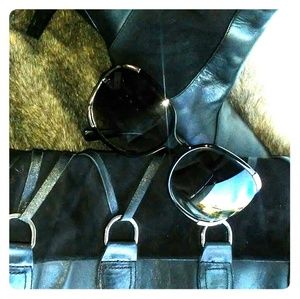 Black Leather Knee High Via Spiga Heeled Boots