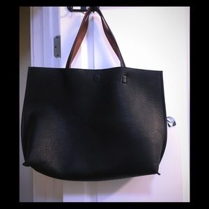 reversible black and brown tote