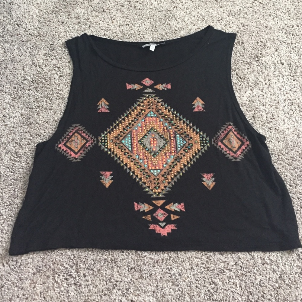 Jeweled Black Tank Top