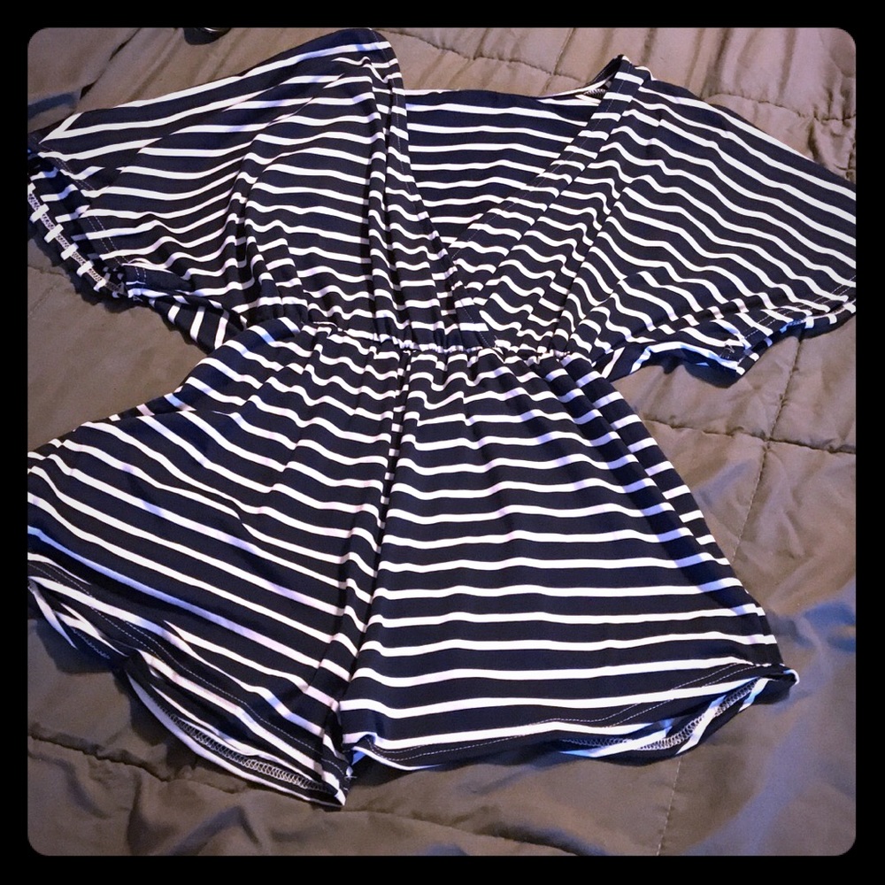 Navy striped Romper
