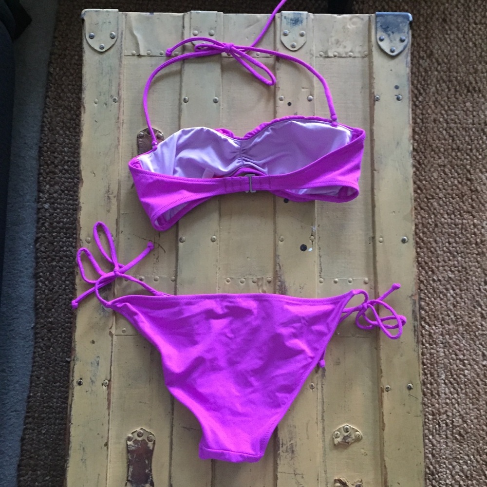 Victoria Secret Fuchsia Stretc String Bikini Set S - image 3