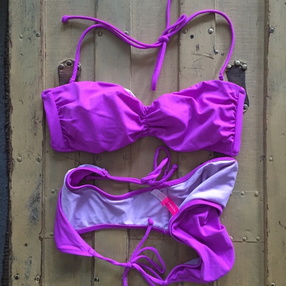 VICTORIA SECRET FUCHSIA STRETC STRING BIKINI SET S - Picture 5 of 10