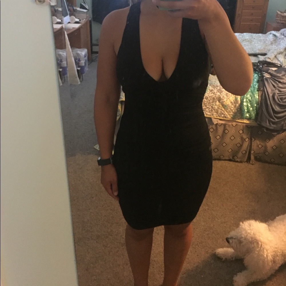 Forever 21 Black Ruched Dress