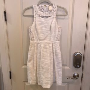 Cotton Eyelet Paneled Dress in Optic White