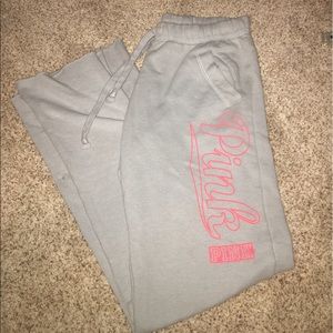 PINK sweatpants with neon writing