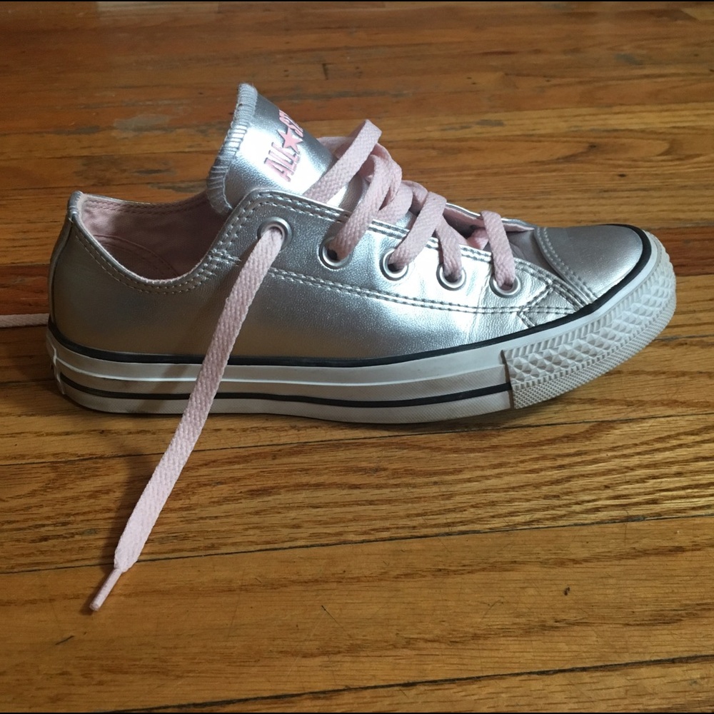 Metallic Silver Converse Low-tops
