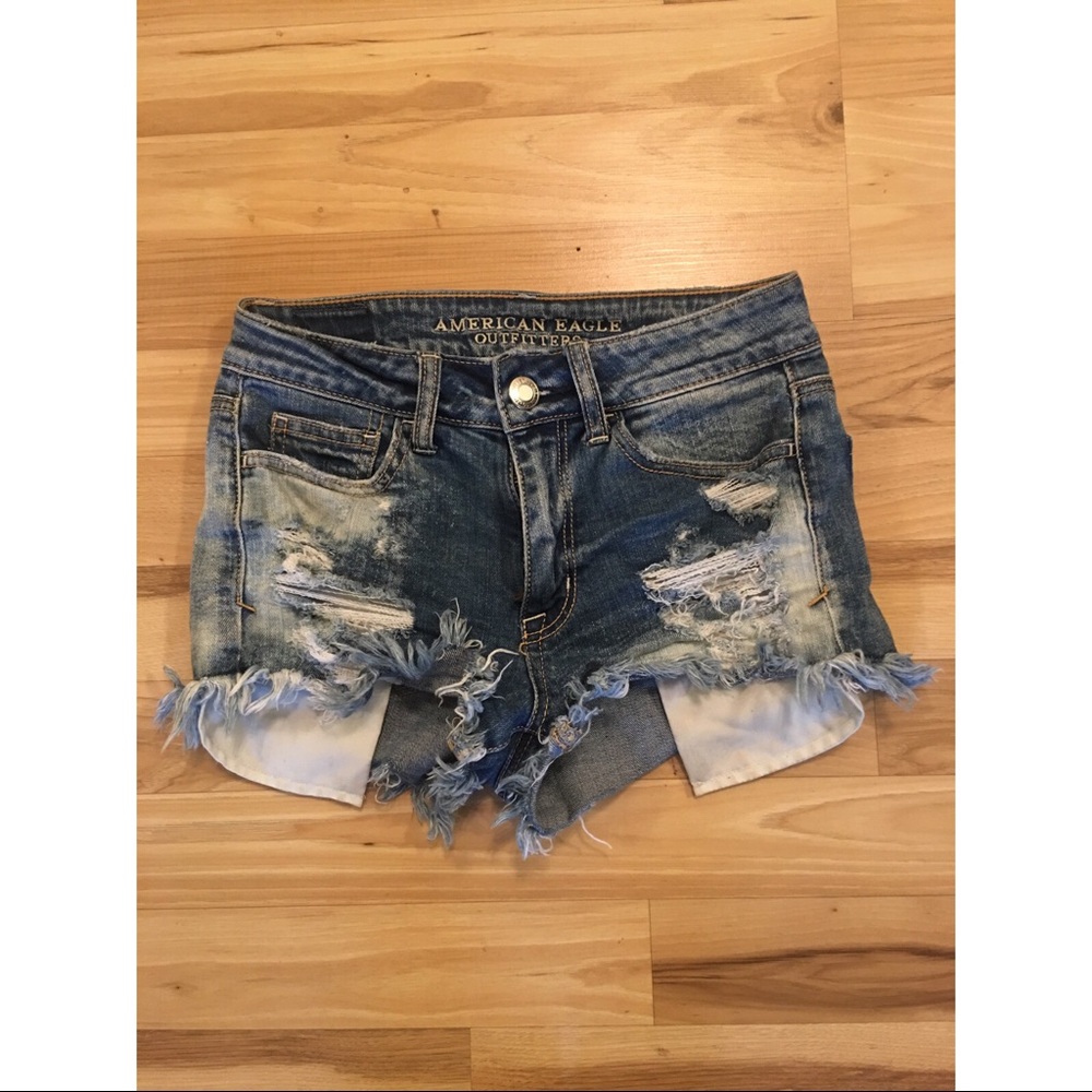 AE Bleach Destroyed High Waisted Shorties