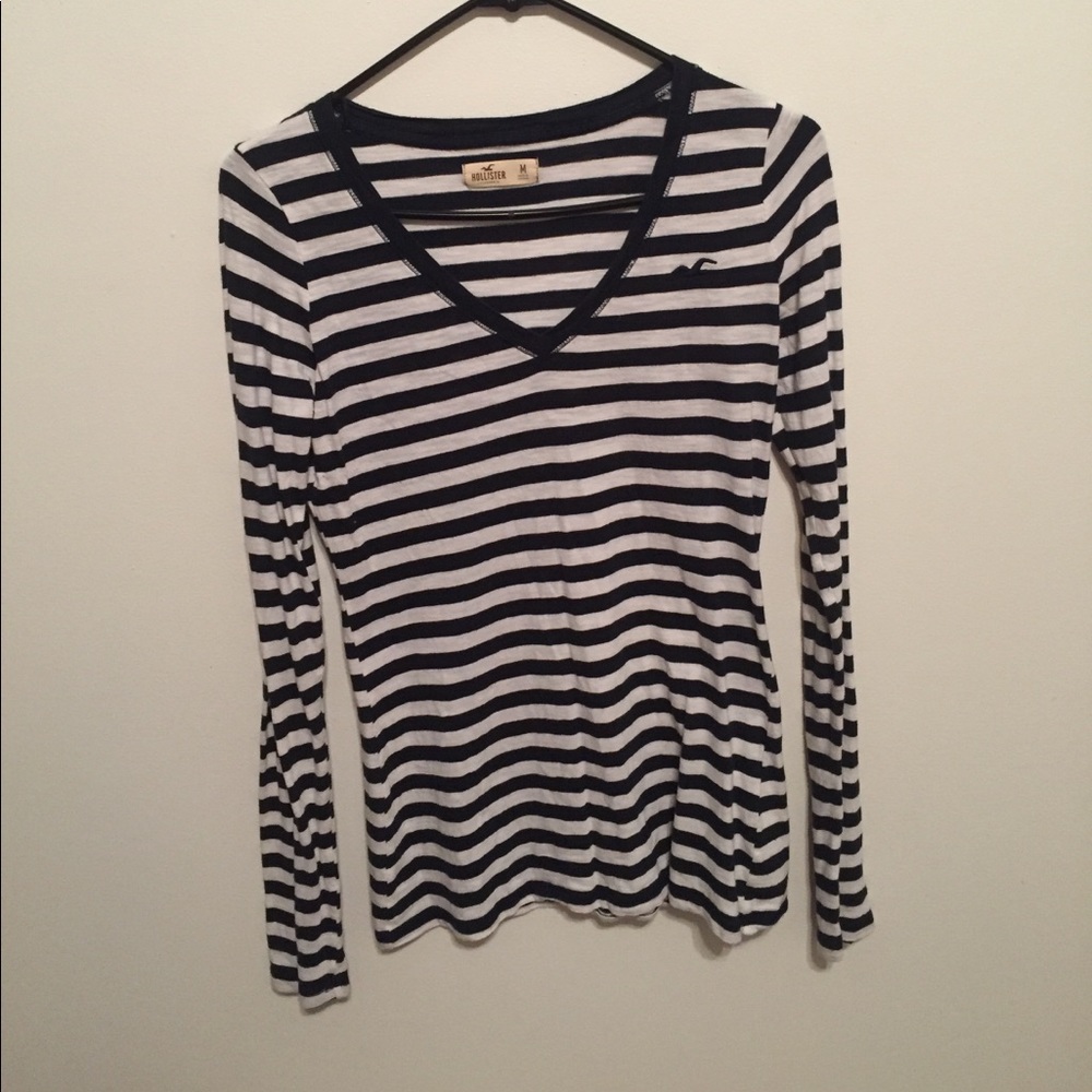 Navy blue and white striped t-shirt
