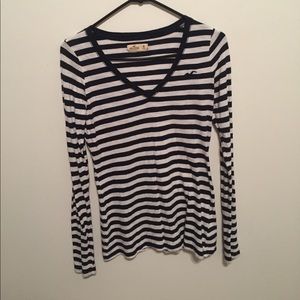 Navy blue and white striped t-shirt