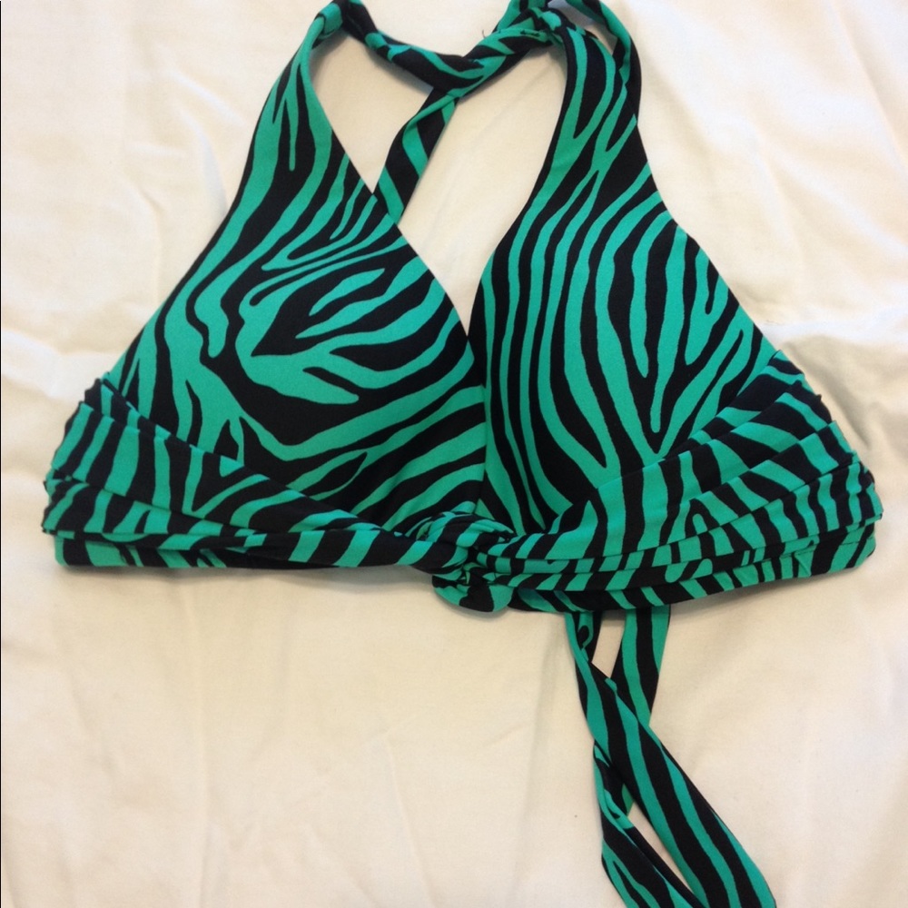 Teal zebra bikini top
