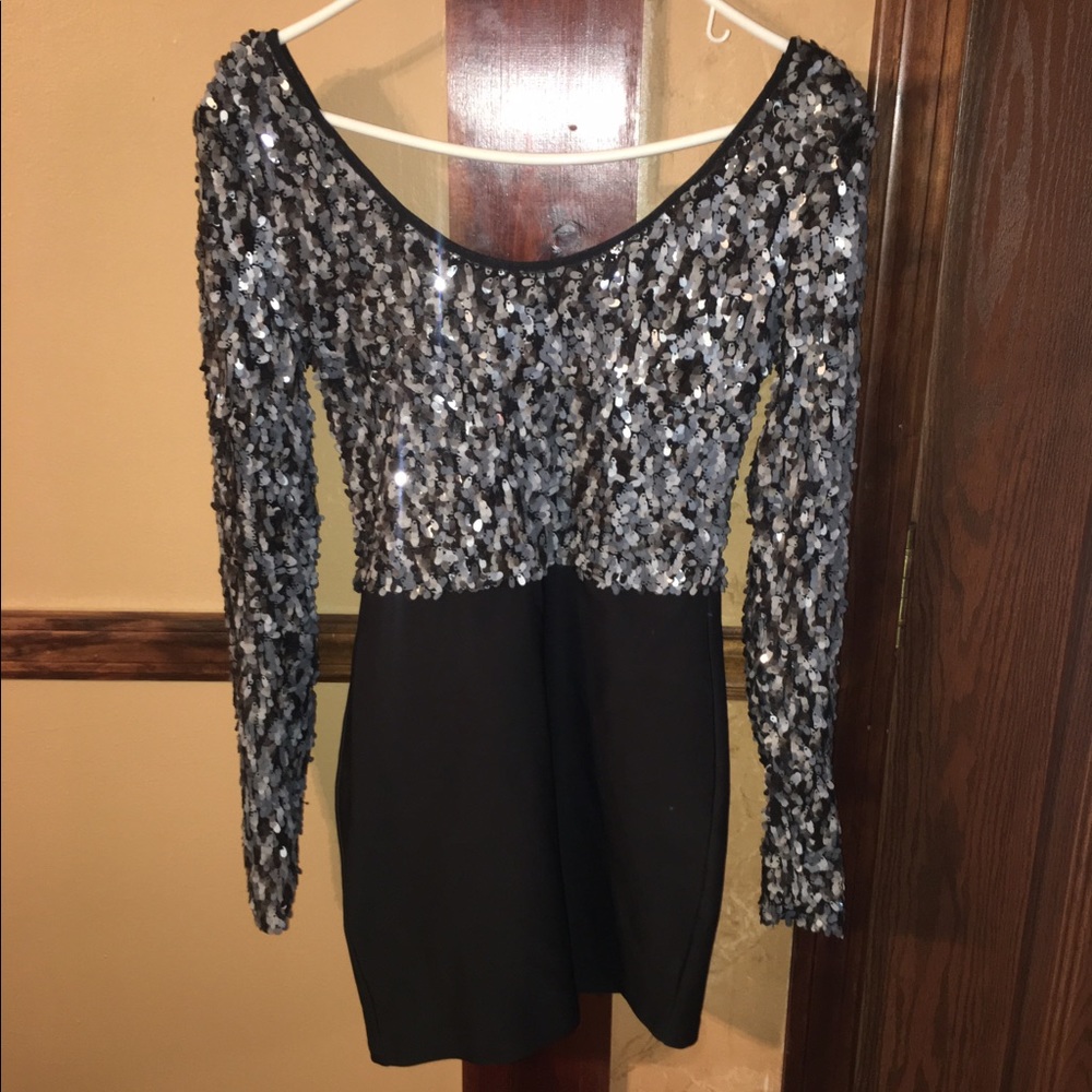 Long sleeve sequined dress